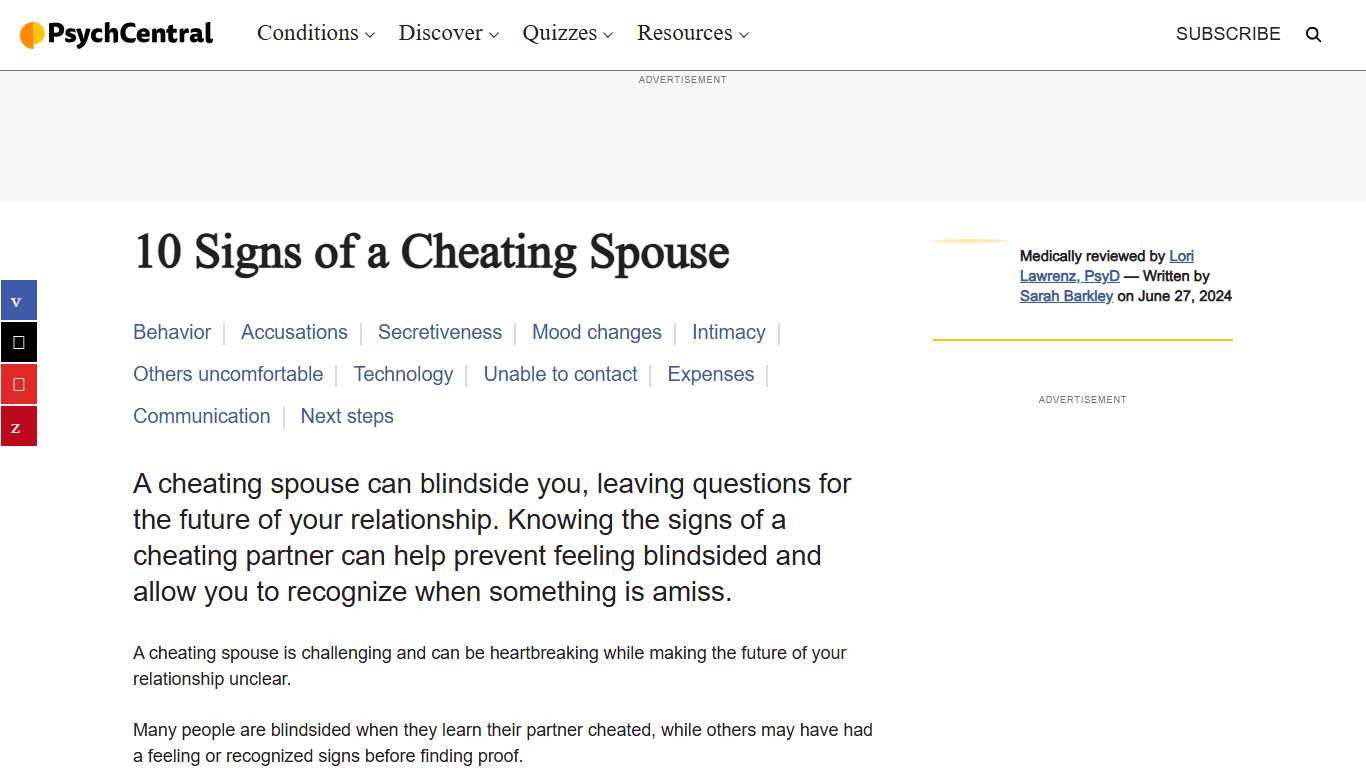 10 Signs Your Wife May Be Cheating
